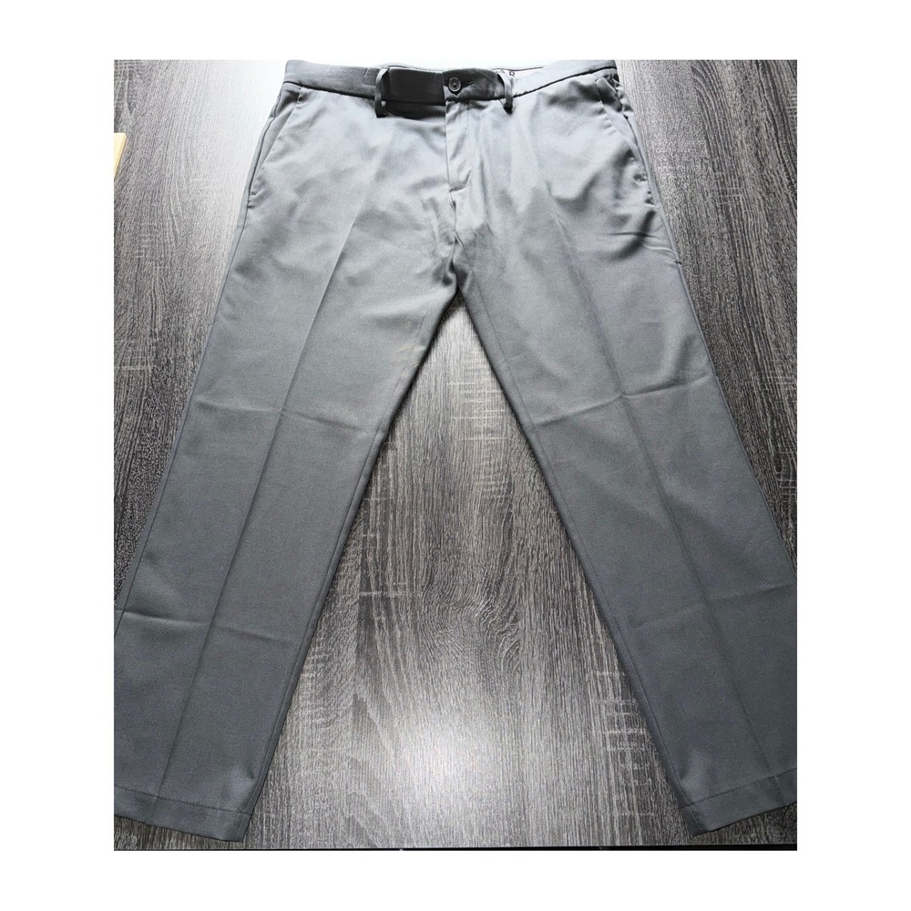 Haggar Cool 18 Pro Slim Fit Pants Mens 36x29 Gray Flat Front Performance Chino
